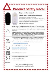 Heatstrip Remote Product Safety Recall | Rexel Australia